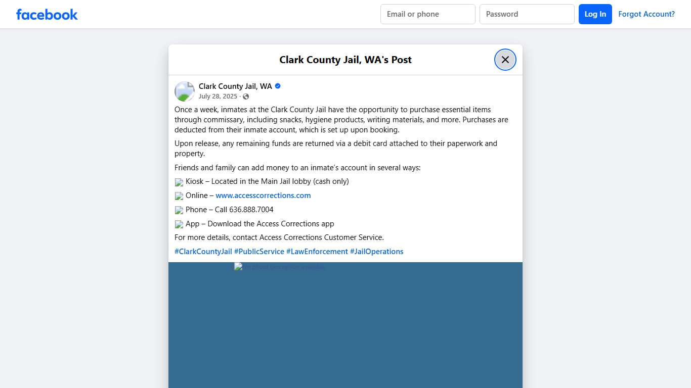 Once a week, inmates at the Clark... - Clark County Jail, WA Facebook